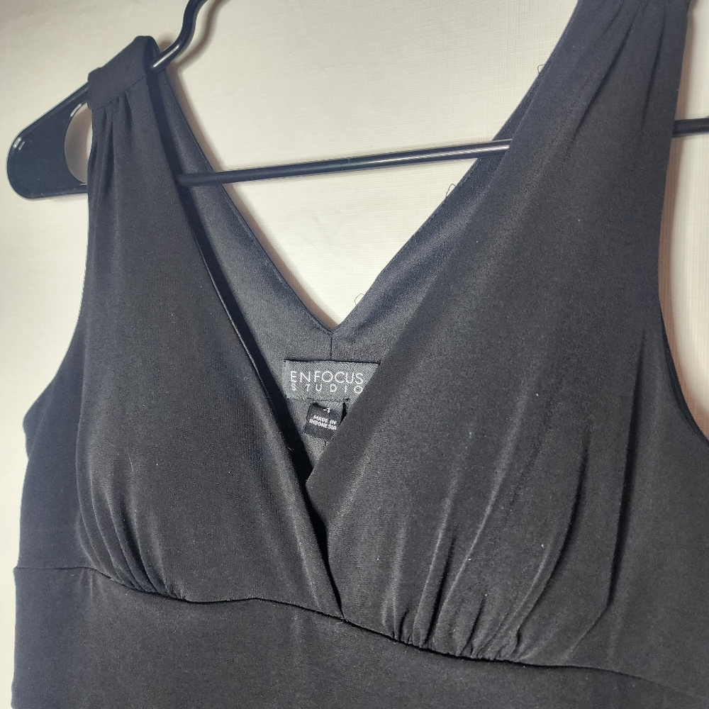 Enfocus Studio Black Ruffle Skirt Sleeveless Dress Size 4
